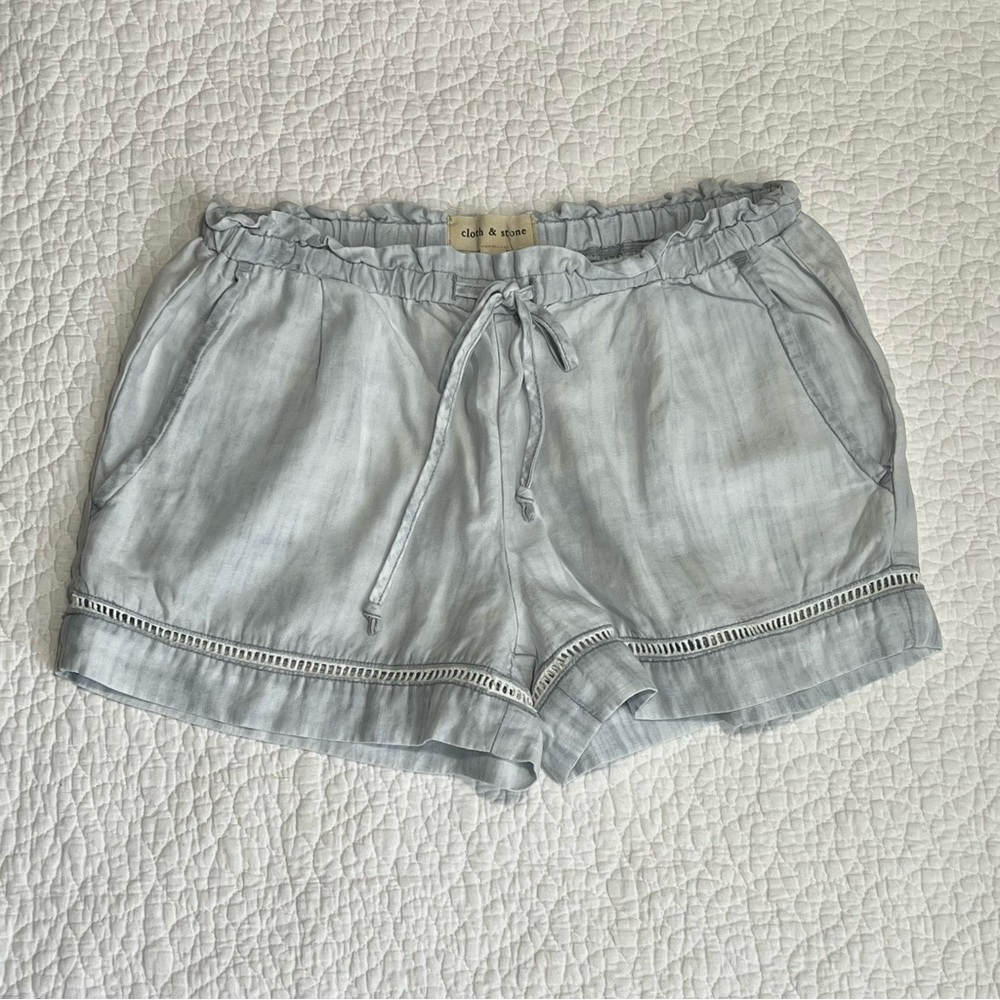 Anthropologie Cloth & Stone Boho Drawstring Light Chambray Shorts XS